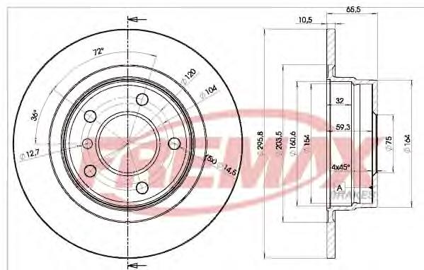 BD1725 Fremax disco do freio traseiro