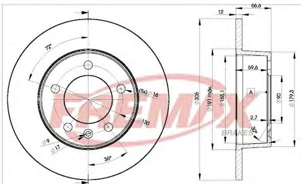 BD1410 Fremax disco do freio traseiro