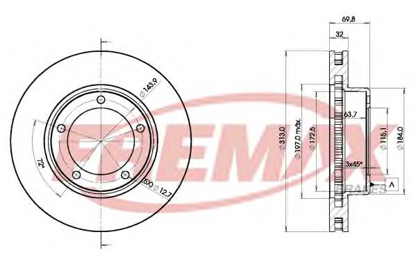 BD1265 Fremax disco do freio dianteiro