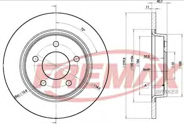 BD3276 Fremax disco do freio traseiro