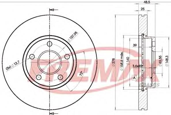 BD3963 Fremax disco do freio dianteiro