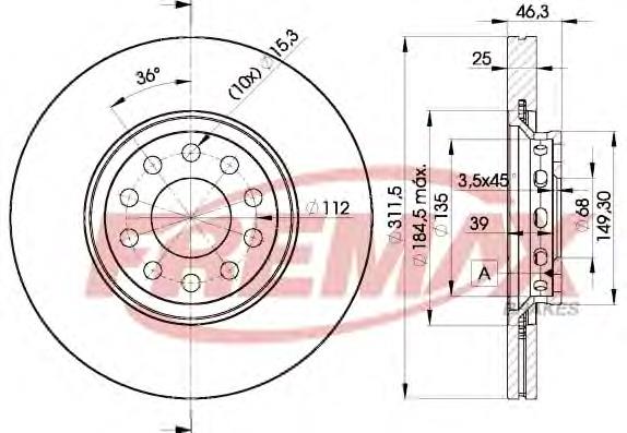 BD 4065 Fremax disco do freio dianteiro