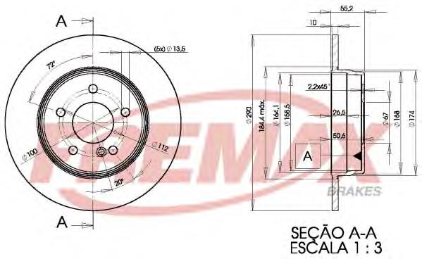 BD3412 Fremax disco do freio traseiro