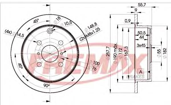 BD2251 Fremax disco do freio traseiro