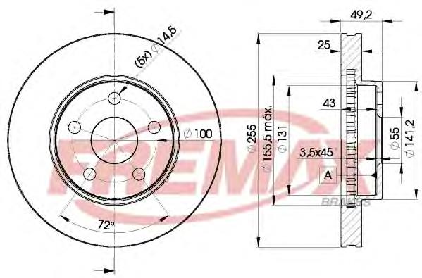 BD2047 Fremax disco do freio dianteiro