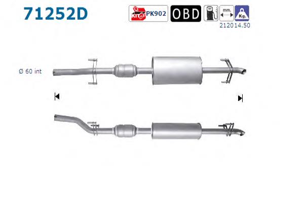 71252D AS/Auto Storm silenciador, parte central