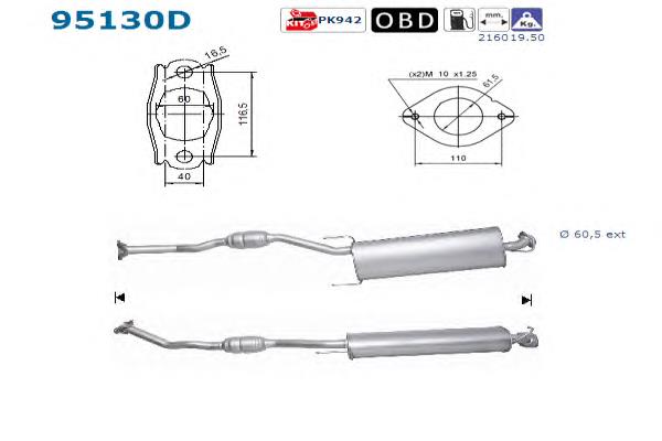 95130D AS/Auto Storm silenciador, parte dianteira