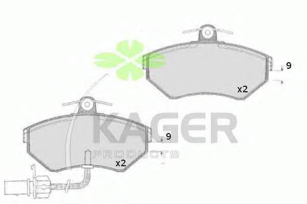 Передние тормозные колодки 350466 Kager