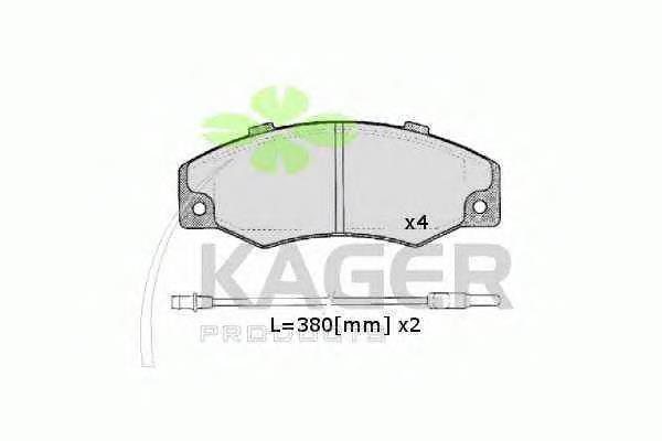 350038 Kager колодки тормозные передние дисковые