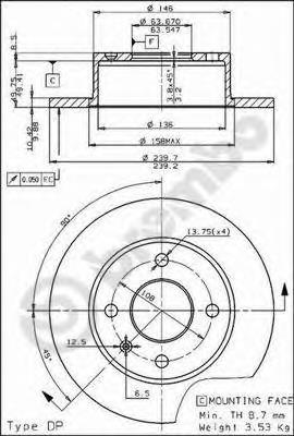 BS7525 Breco disco do freio dianteiro