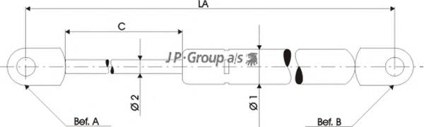 1181212009 JP Group amortecedor de tampa de porta-malas (de 3ª/5ª porta traseira)