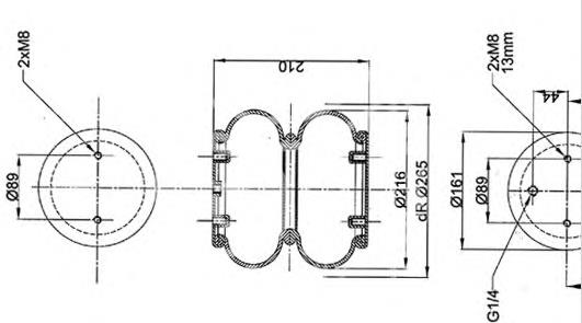 04.060.6006.000 Templin coxim pneumático (suspensão de lâminas pneumática do eixo)