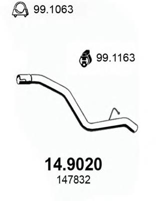 Silenciador, parte traseira 149020 Asso