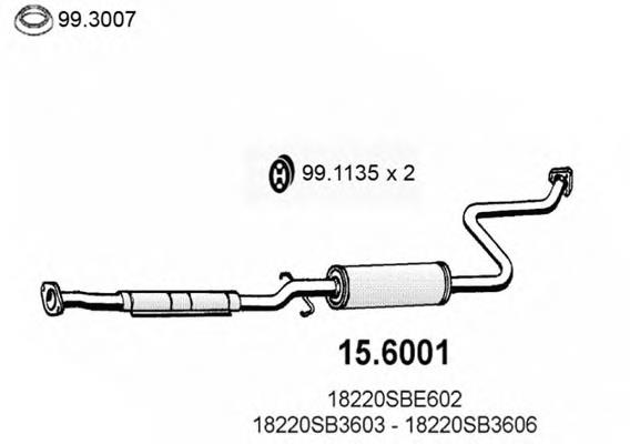 Tubo de admissão dianteiro (calças) do silenciador 156001 Asso