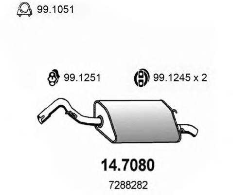 14.7080 Asso silenciador, parte traseira