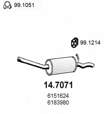 Silenciador, parte traseira 147071 Asso