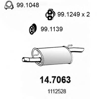 Silenciador, parte traseira 147063 Asso