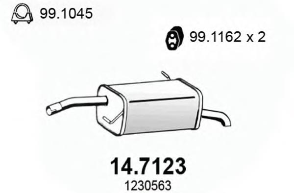 Silenciador, parte traseira 147123 Asso