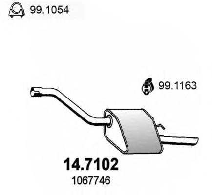 Silenciador, parte traseira 147102 Asso