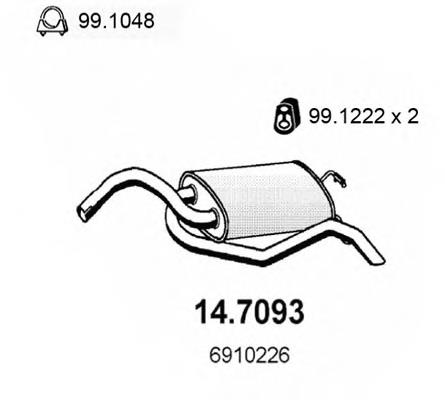 Silenciador, parte traseira 147093 Asso