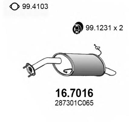 Silenciador, parte traseira 167016 Asso