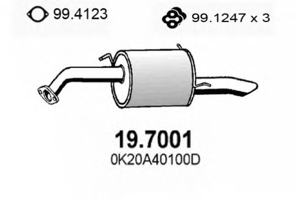 Silenciador, parte traseira 197001 Asso