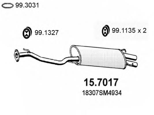 Silenciador, parte traseira 157017 Asso