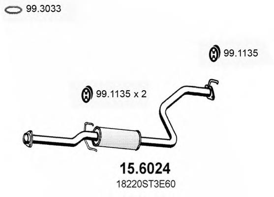 Silenciador, parte central 156024 Asso