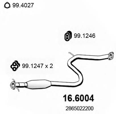 Silenciador, parte central 166004 Asso