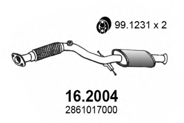 Silenciador, parte dianteira 162004 Asso