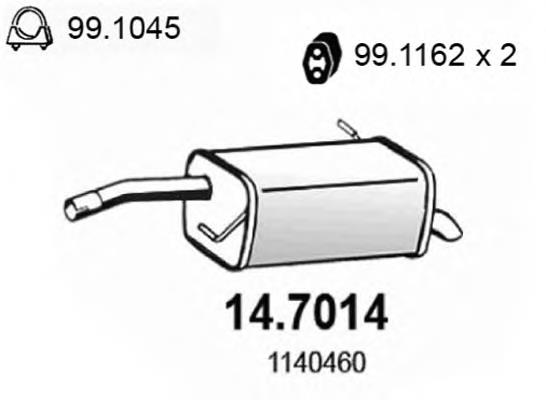 14.7014 Asso silenciador, parte traseira