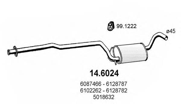 6087468 Ford silenciador, parte central