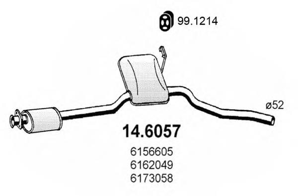 6162049 Ford silenciador, parte central