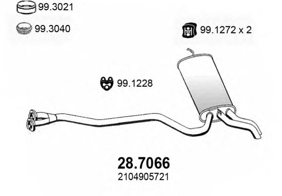 Silenciador, parte traseira 287066 Asso