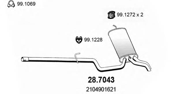 A2104906321 Mercedes silenciador, parte traseira