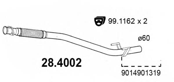 Silenciador, parte central 284002 Asso