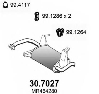 Silenciador, parte traseira 307027 Asso