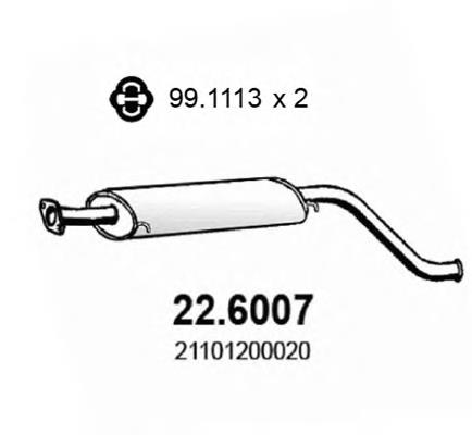 Silenciador, parte central 226007 Asso