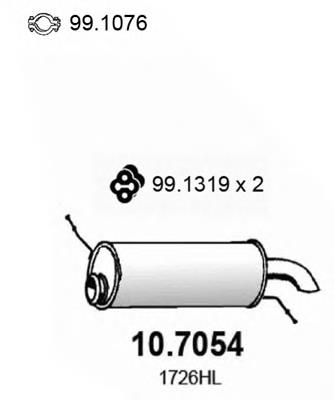 10.7054 Asso silenciador, parte traseira