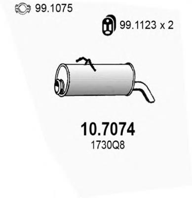 10.7074 Asso silenciador, parte traseira