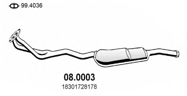 080003 Asso silenciador, parte dianteira