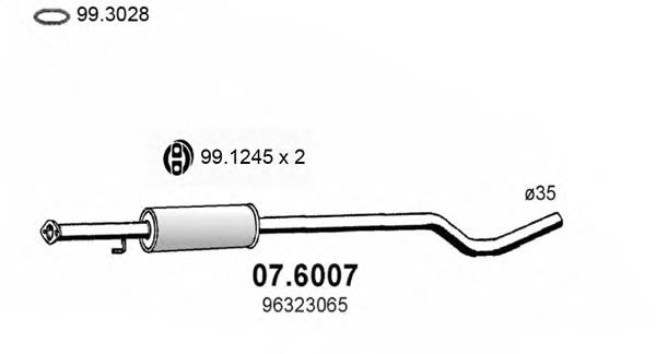 Silenciador, parte central 076007 Asso