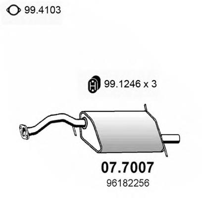 Silenciador, parte traseira 077007 Asso