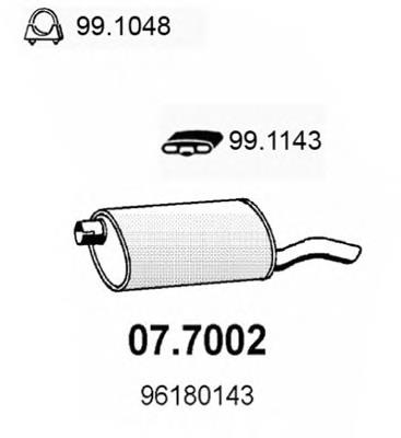 Silenciador, parte traseira 077002 Asso