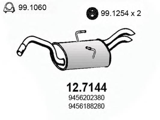 Silenciador, parte traseira 127144 Asso