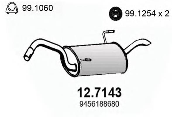 Silenciador, parte traseira 127143 Asso