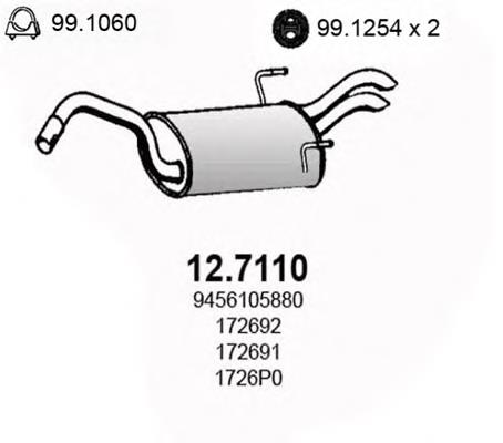 12.7110 Asso silenciador, parte traseira