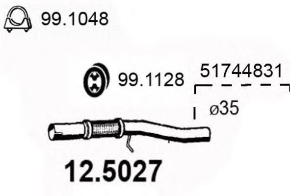 73501492 Fiat/Alfa/Lancia silenciador, parte central