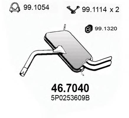 46.7040 Asso silenciador, parte traseira