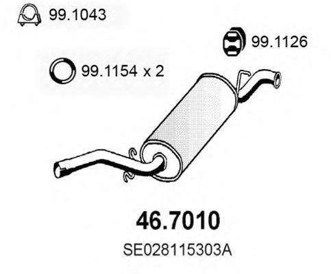 46.7010 Asso silenciador, parte traseira